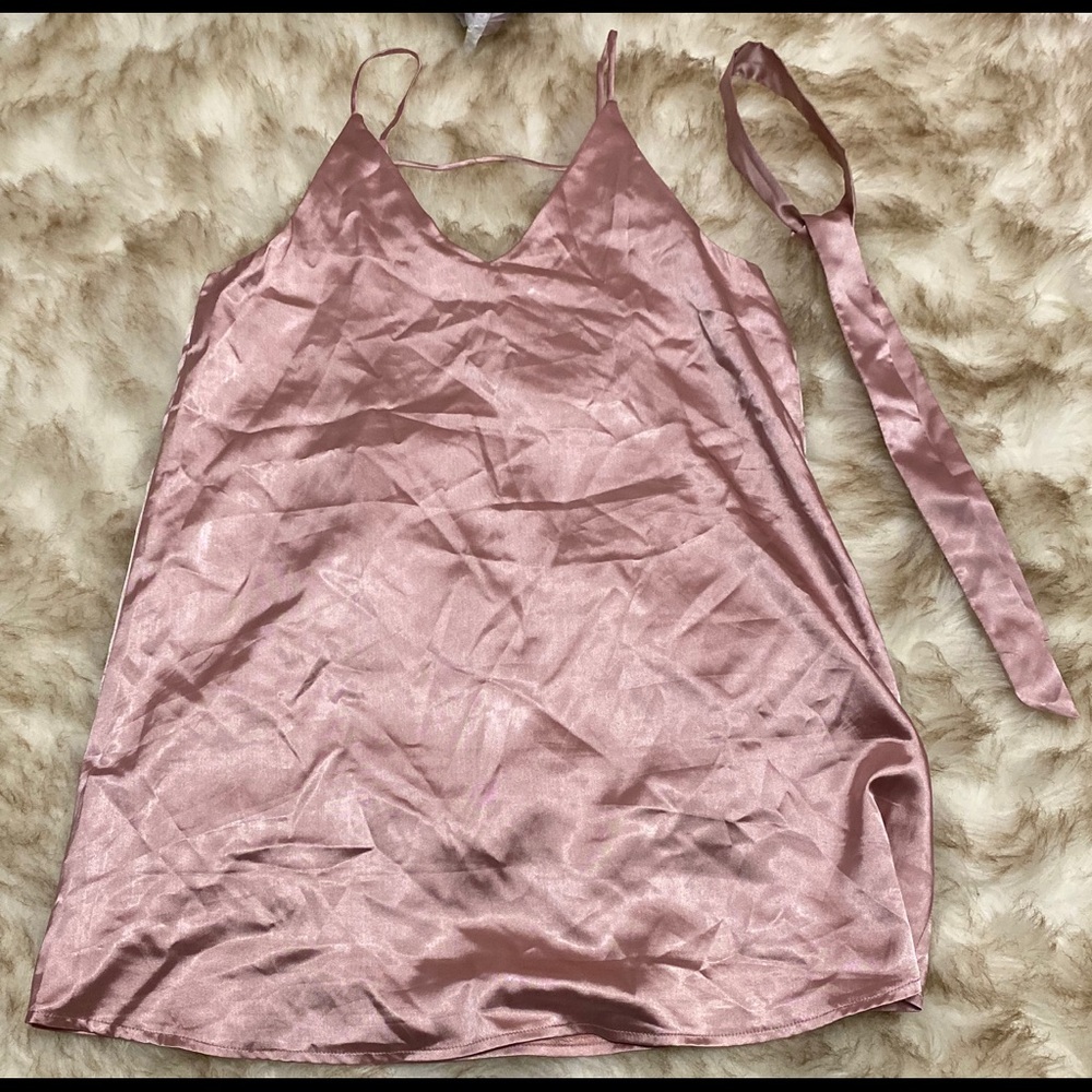 Pink dress with neck tie